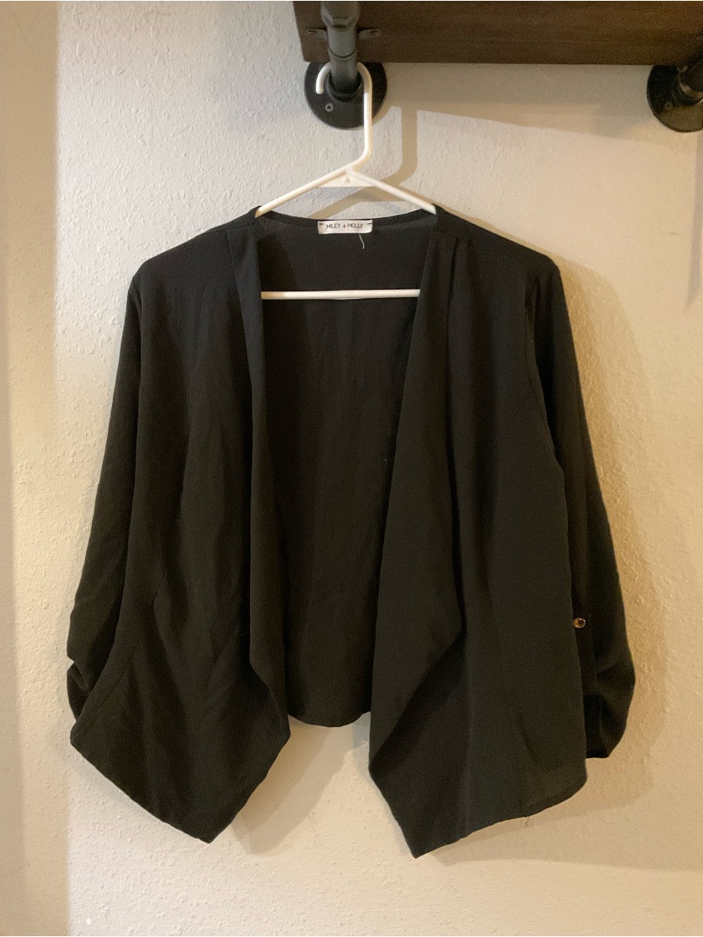 Black Open-Front Draped Women's Sweater